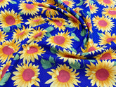 Sunflowers royal Blue cotton fabric